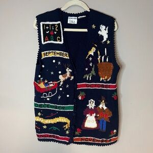 Vintage FALL Autumn Months Hand-Knit Sweater Vest   Hand-knit Erika   Women's Si